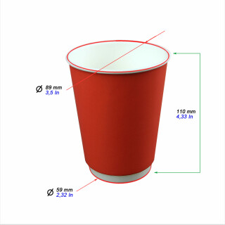 Bio Doppelwand-Thermobecher S-Red 300 ml. (12 OZ) 20 Stück