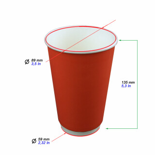 Bio Doppelwand-Thermobecher S-Red 400 ml. (16 OZ) 360 Stück