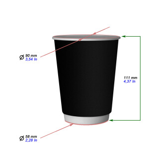 Bio Doppelwand-Thermobecher S-Black 300 ml. (12 OZ) 400 Stück