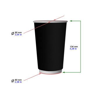 Bio Doppelwand-Thermobecher S-Black 400 ml. (16 OZ) 360 Stück