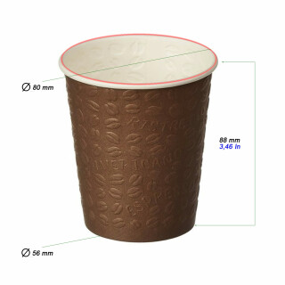 Bio Einwand-Pappbecher CoffeeTouch Dark 250 ml (9 OZ) 50 Stück