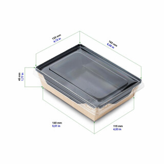 Bio Speisebox mit transparentem Deckel "DO-Crystal Black" 500 ml 300 Stück