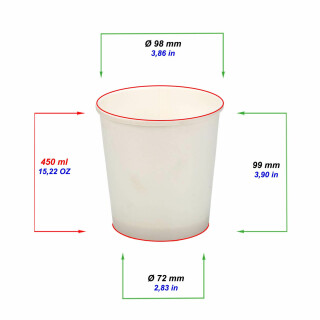 Bio Suppenbecher Plain White 450 ml. (15 OZ) 50 Stück