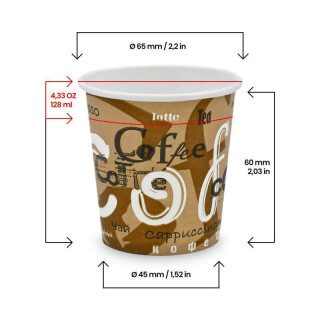 Bio Einwand-Pappbecher Coffee 100 ml. (3 OZ) 1000 Stück