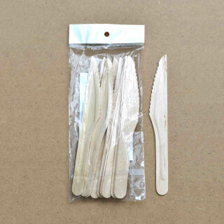 Bio Einweg-Messer aus Holz 165 mm 12 Stück