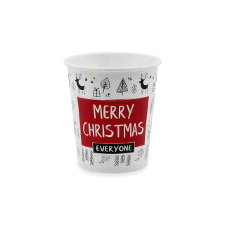 Bio Einwand-Pappbecher "Merry Christmas" 250 ml (8 oz) 1 Stück