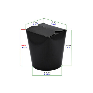 Bio Asia-Box, Döner-Box Black 500 ml 30 Stück