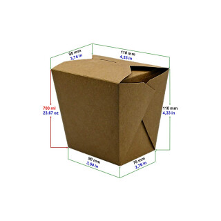 Bio Asia-Box, Döner-Box Kraft Quadrat 700 ml 50 Stück