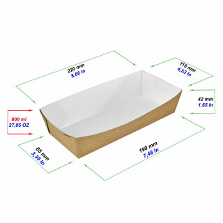 Snackschale aus Pappe (Mitnahmeschale) TRAY 800 ml 50 Stück