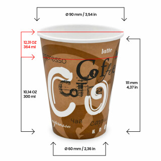 Bio Einwand-Pappbecher Coffee 300 ml. (12 OZ) 50 Stück