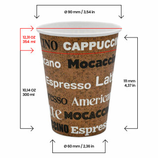 Bio Einwand-Pappbecher Neo Coffee 300 ml. (12 OZ) 50 Stück
