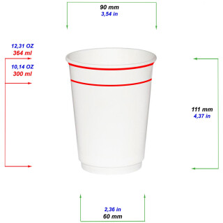 Bio Doppelwand-Thermobecher "Plain White" 300 ml (12 oz) 1 Stück