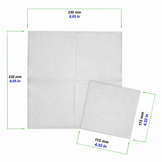 Bio Servietten aus Papier "Plain White" 1-lagig 23 cm x 23 cm 1/4-Falz 1 Stück