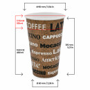 Bio Einwand-Pappbecher "Neo Coffee" 400 ml (16 oz) 50 Stück