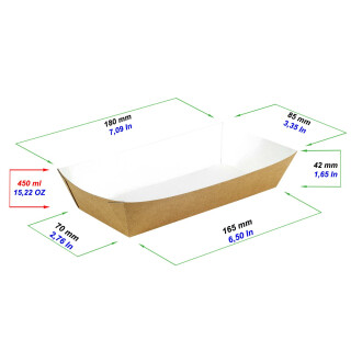 Snackschale aus Pappe (Mitnahmeschale) "TRAY" 800 ml 1 Stück