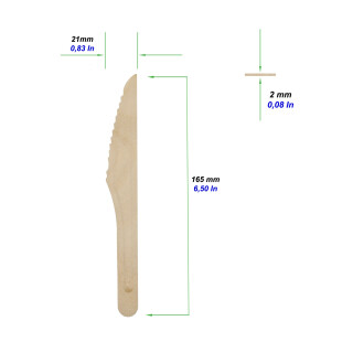 Bio Einweg-Messer aus Holz 165 mm 1 Stück